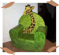 fauteuil en carton, fauteuil girafe en carton.